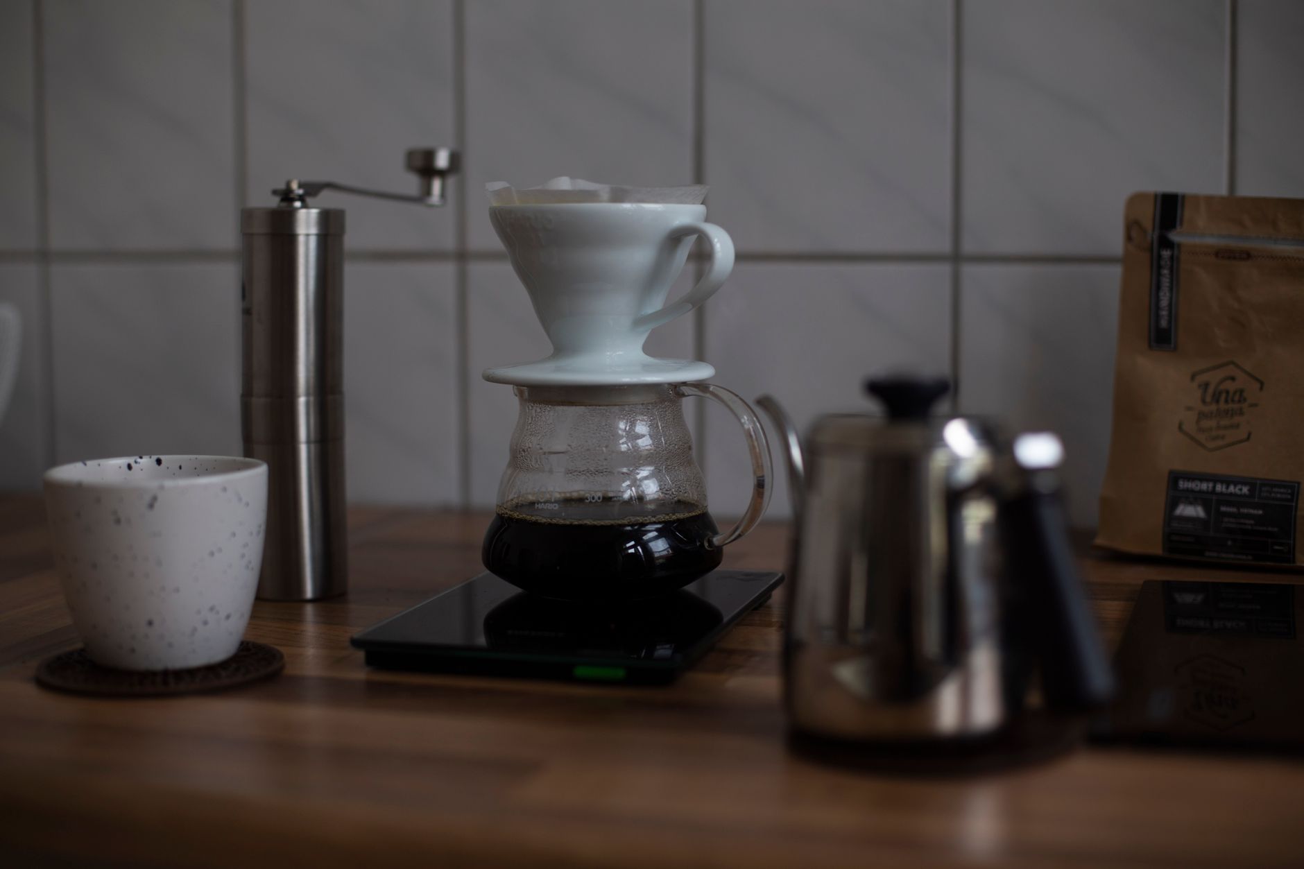 AeroPress brewing setup coffee filter paper