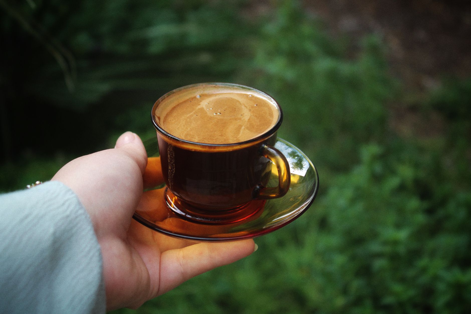 espresso shot golden crema small ceramic cup