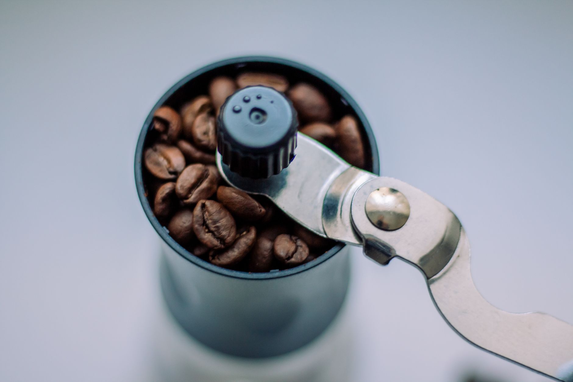 french press plunger pressing down through coffee bloom