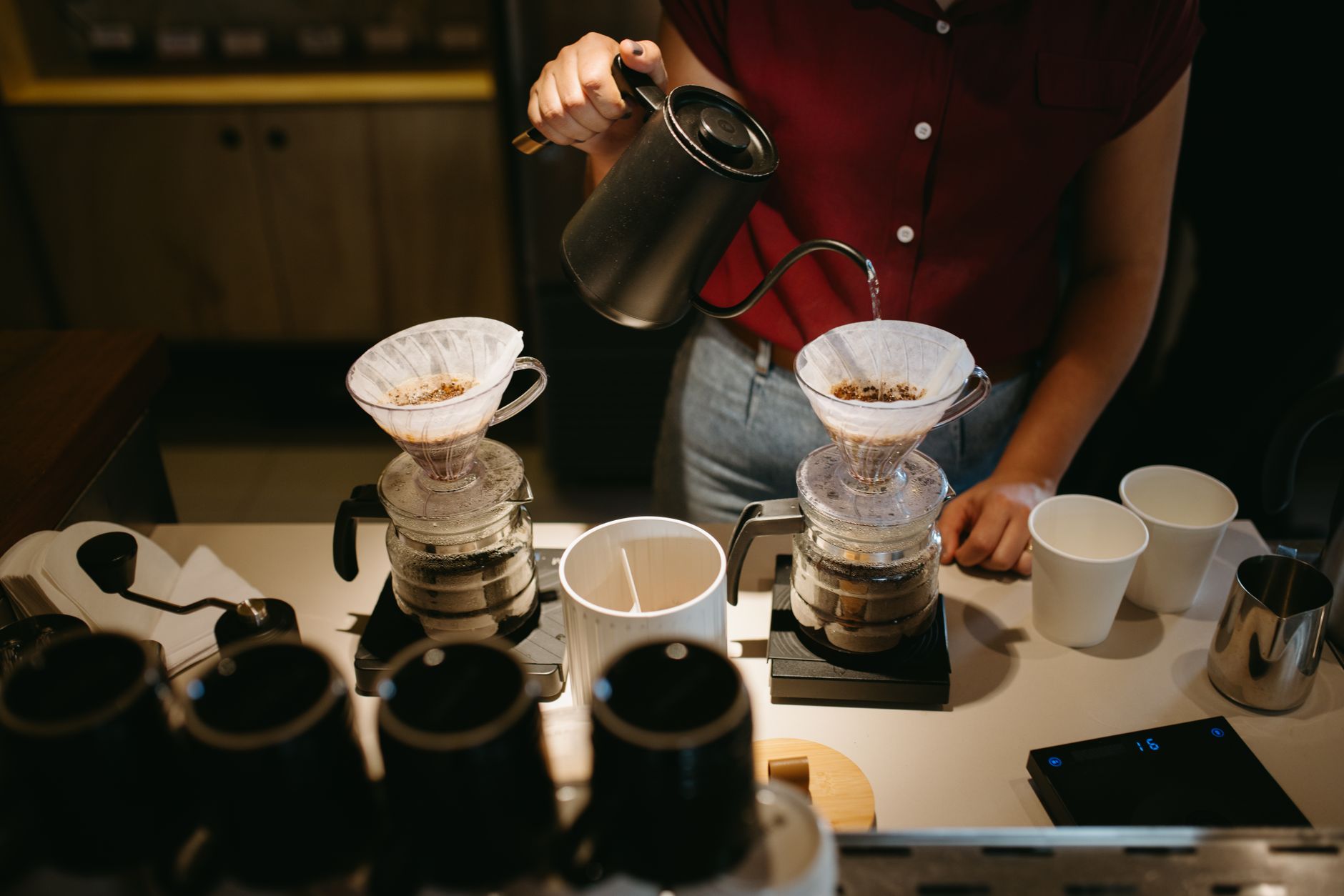 chemex pour over glass carafe coffee bloom