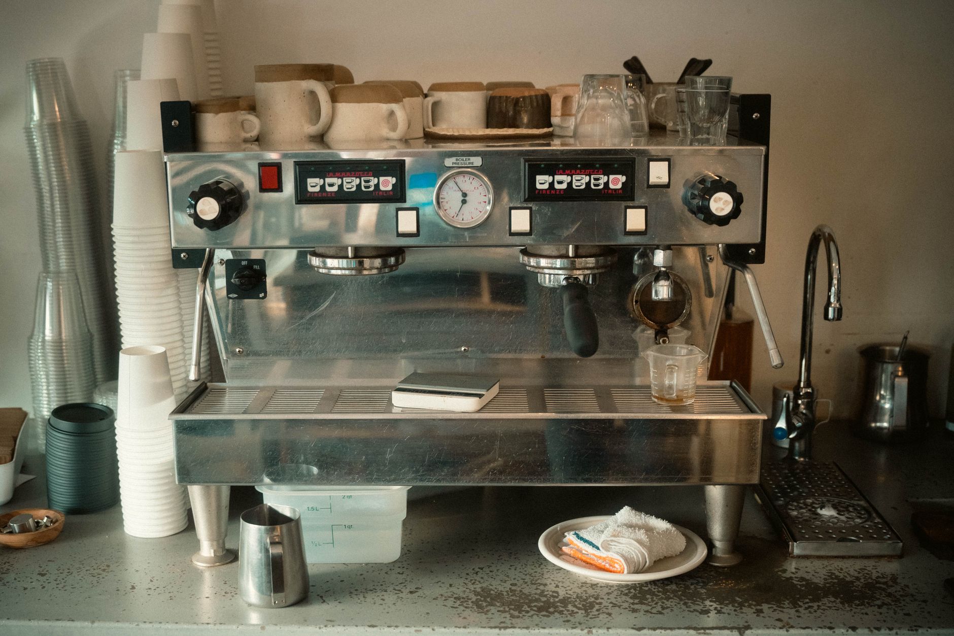 rancilio silvia espresso machine stainless steel side view